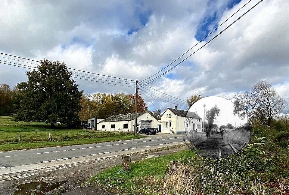 À hauteur de l’actuelle Carrosserie Richard, le tram traversait la route de l’Etat pour rejoindre la station de Lasne