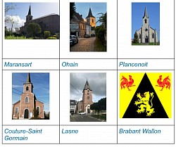 Les cinq villages qui forment l’entité de Lasne ainsi que le drapeau de la Province de Bravant wallon