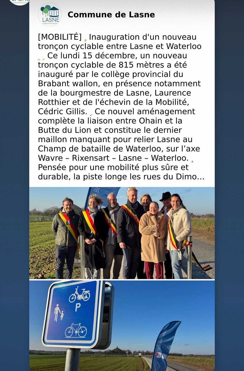 Le 15 décembre 2025 - inauguration du trajet Wa-Wa sur lasne . Ce lien, très utile aussi par ailleurs sur la crête nord de notre commune , n’est pourtant pas le parcours de la ligne W du vicinal . Alors que le Wa-Wa sur Rixensart l’est. Si un jour on réalise le parcours vicinal du fond de vallée , il sera temps de changer le nom pour mieux coller à l’histoire du Vicinal